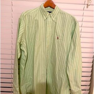 Ralph Lauren-Oxford-long sleeve-mint green-ML-smoke/pet free home-no stains,rips